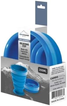 Collapsible Silicone Cup for Camping and Backpacking - Camping Dishware Gear Essentials in Blue (Made by Caddis Sports)