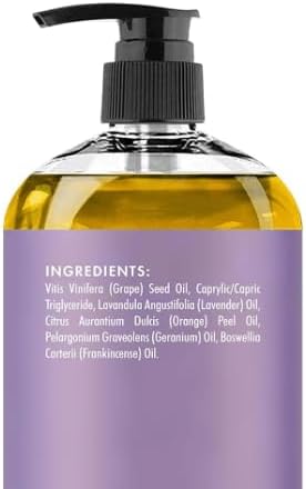 MAJESTIC PURE Lavender Massage Oil for Massage Therapy - Refreshing, and Relaxing - Natural Oils with Lavender Essential Oil - for All Skin Types - Men and Women - 8 fl oz