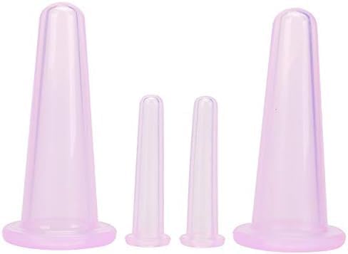 4Pcs Mini Massage Cupping Set Silicone Facial Cups Face Massager Helper Skin Care Neck Back Eyes Massaging Cup Safe to Use, Don't Worry About Burns (Purple)