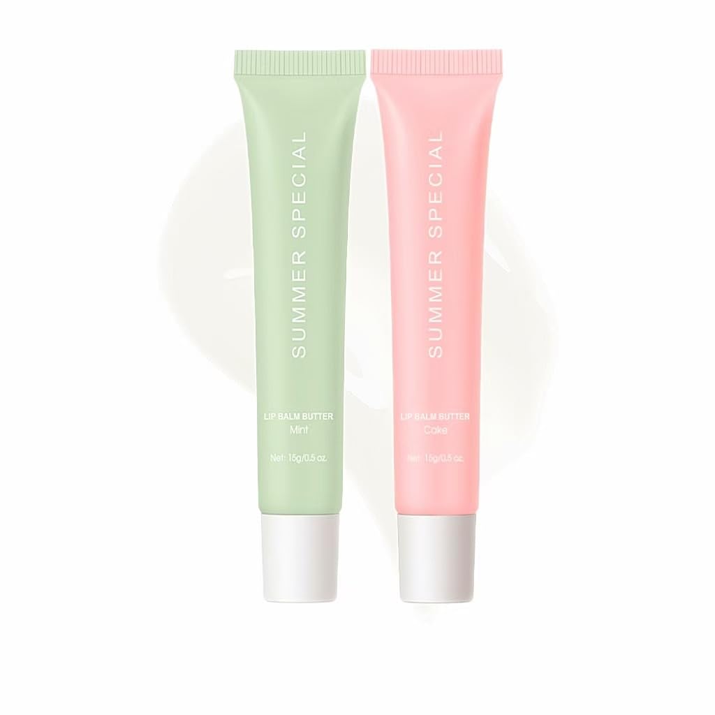 Summer Hydrating Lip Butter Balm Set - Ultra-Nourishing with Shea & Olive ButterďźSoothes & Repairs Dry Lips, Non-Sticky Long-Lasting Moisture (Pink Guava,Pack of 2)