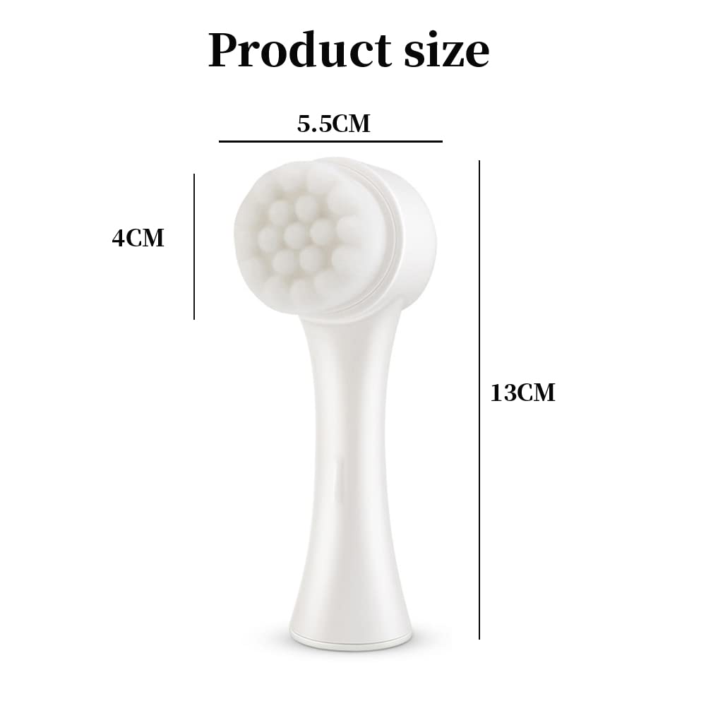 Double Sides Face Brushs, 3D Stand Vertical Silicone Facial Wash Brush, 2 in 1 Facial Cleansing Brush Manual Dual-Action Face Brush for Sensitive, Delicate, Dry Skins (2Pack/Blue)