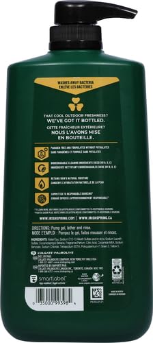 Irish Spring Men's Body Wash Pump, Original Clean Body Wash for Men, Smell Fresh and Clean for 24 Hours, Cleans Body, Hands, and Face, Made with Biodegradable Cleansing Ingredients, 30 Oz Pump