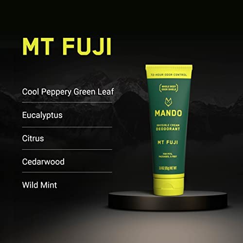 Mando Whole Body Deodorant For Men - Invisible Cream - 72 Hour Odor Control - Aluminum Free, Baking Soda Free, Skin Safe - 3 ounce (Pack of 2) - Mt Fuji