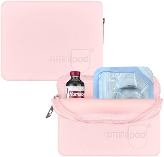 Omnipod Protective Travel Case | Silicone Storage fits an Insulin Vial and One Pod| Diabetic Care Products | Diabetes Supplies Organizer (Pink)