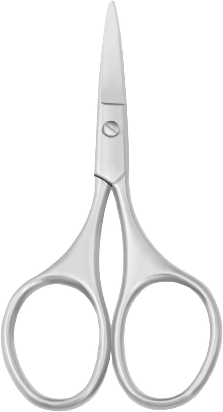 Multicolor Professional Grooming Scissors for Personal Care Facial Hair Removal and Ear Nose Eyebrow Trimming Stainless Steel Fine Straight Tip Scissors 3.9 Inch (Silver Set D)