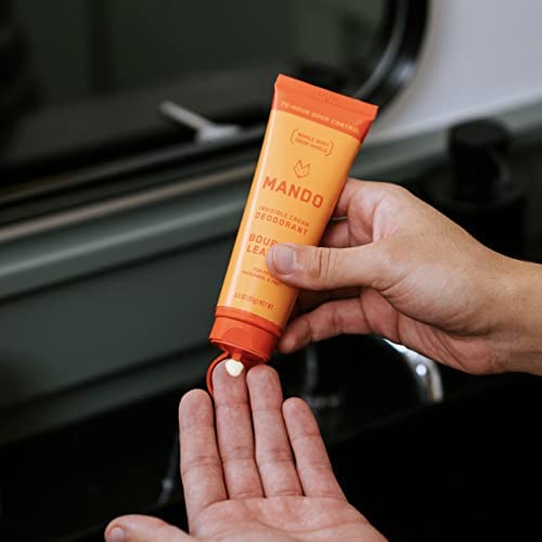 Mando Whole Body Deodorant For Men - Invisible Cream - 72 Hour Odor Control - Aluminum Free, Baking Soda Free, Skin Safe - 3 Ounce Tube (Pack of 2) - Bourbon Leather