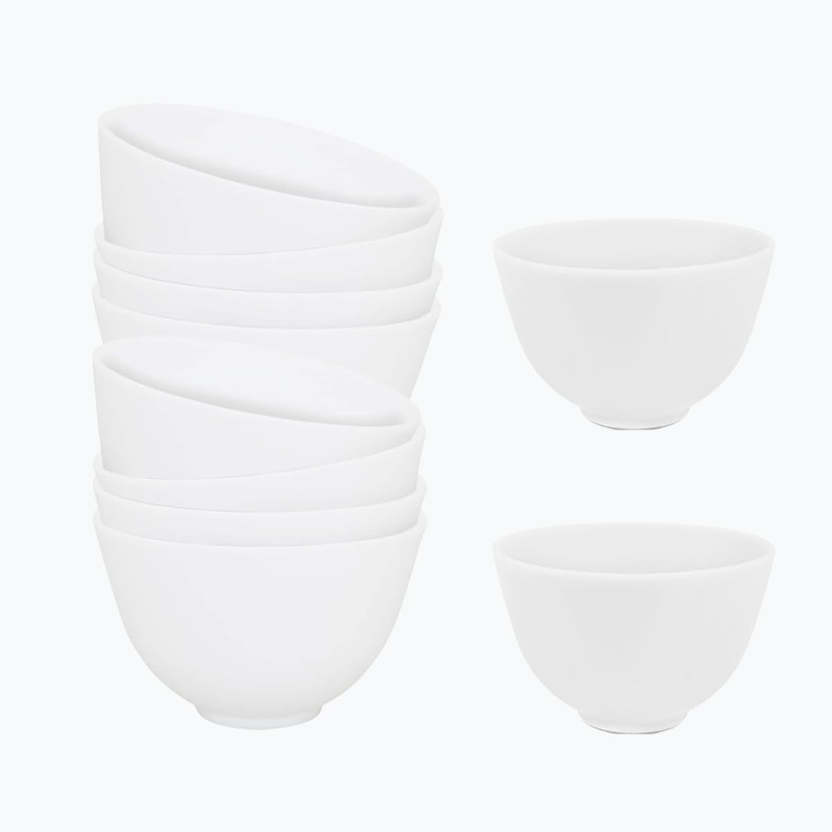 10 Pack Silicone Face Mask Mixing Bowls - Microwave & Freezer Safe, Non-Stick Esthetician Bowls for DIY Skincare, Clay Masks, Hair Color, 3.3-inch Esthetician Supplies(White)