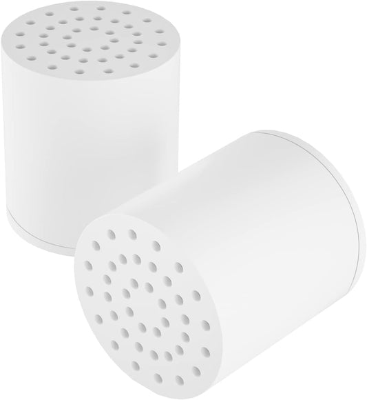 SR SUN RISE 20-Stages Shower Filter Replacement Cartridges - Universal Fit for Most Shower Head Filters, Reduces Chlorine & Chemicals, pH Balanced Water for Soft Skin & Healthy Hair(2-Pack)