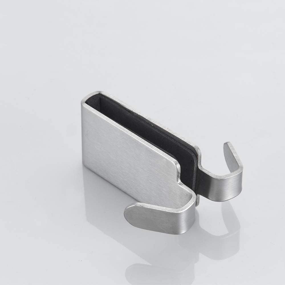 Double Hooks for Glass Shower Door, Towel Hooks Over The Bathroom Glass Wall 0.31-0.39in, Stainless Steel, Brushed,4 Pack.