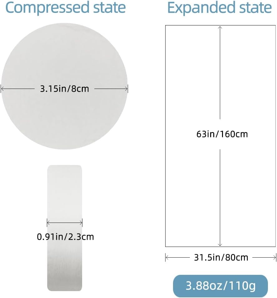 Reusable Travel Towel Compressed, Larger and Thicker Compressed Towel Tablets, Disposable Bath Towel for Camping Hiking Beach Swim(63x31 inch,6 Pack)