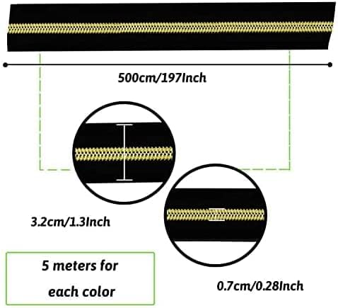 DOITEM 16.5 Yards 3-Piece Assorted Nylon Coil Zippers with 30 Sliders for DIY Tailoring and Crafts, Black