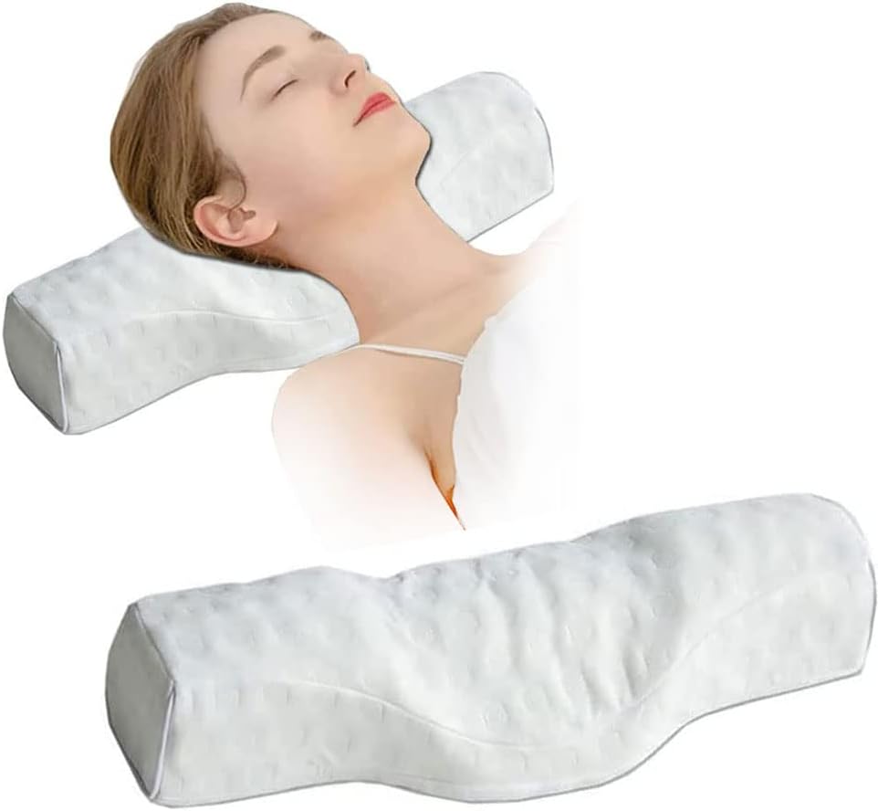 Cervical Neck Pillow for Pain Relief Sleeping, Neck roll Pillow Memory Foam for Stiff Neck Pain Relief ,Travel Bolster Pillow for Bed for Side Sleepers Back Sleeper. (White)