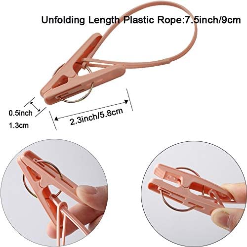 Clothespins 24 Pack Small Mini Clothes Pins with Plastic Rope for Clothesline Cute Sturdy Clothing Closepins Blue Green Pink Chip Decoration Clips Clothes Pins