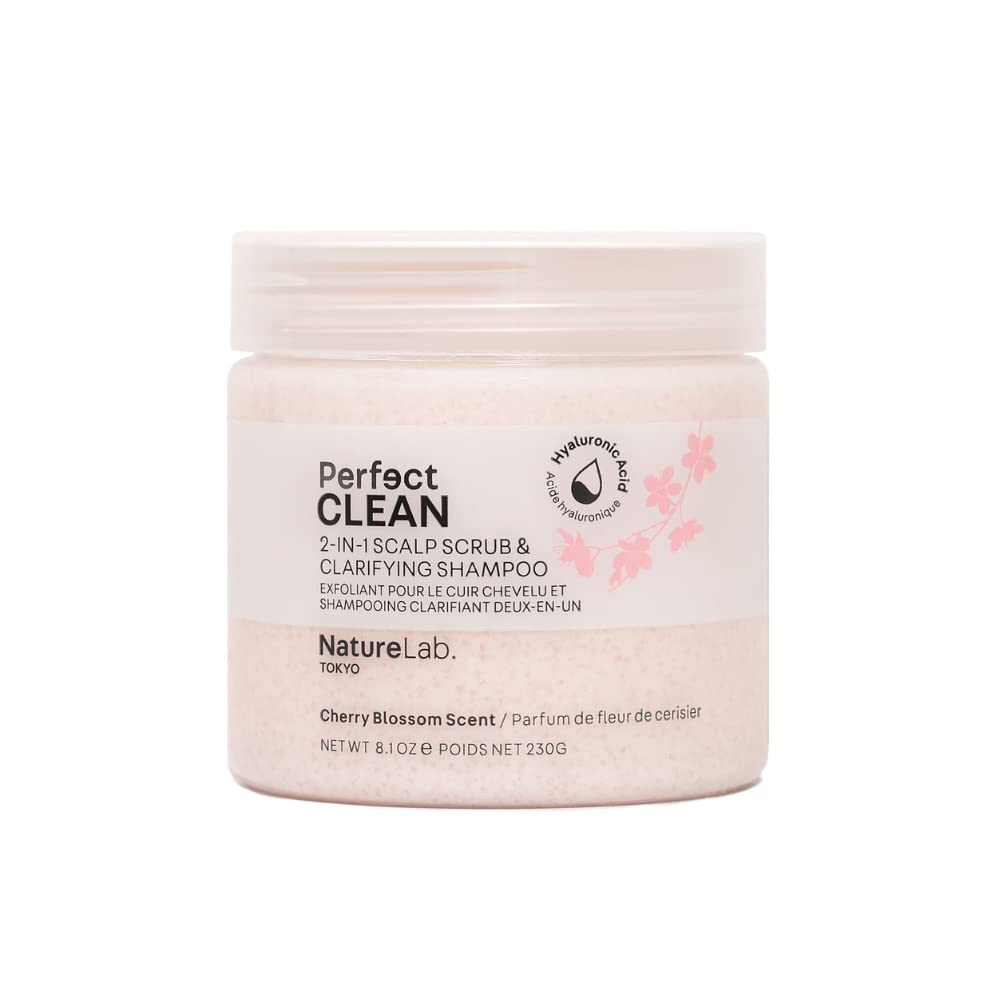 NatureLab.TOKYO Perfect Clean Scalp Scrub LIMITED EDITION Sakura Scent:2-in-1 Hair Treatment to Clarify and Remove Product Buildup for Immense Shine I Cherry Blossom Scent | 8.1 OZ