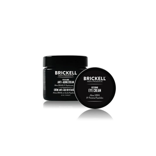 Brickell Men's Ultimate Anti-Aging Routine, Anti-Wrinkle, Night Face Cream and Eye Cream to Reduce Puffiness, Wrinkles, Dark Circles, Under Eye Bags, Natural and Organic, Unscented