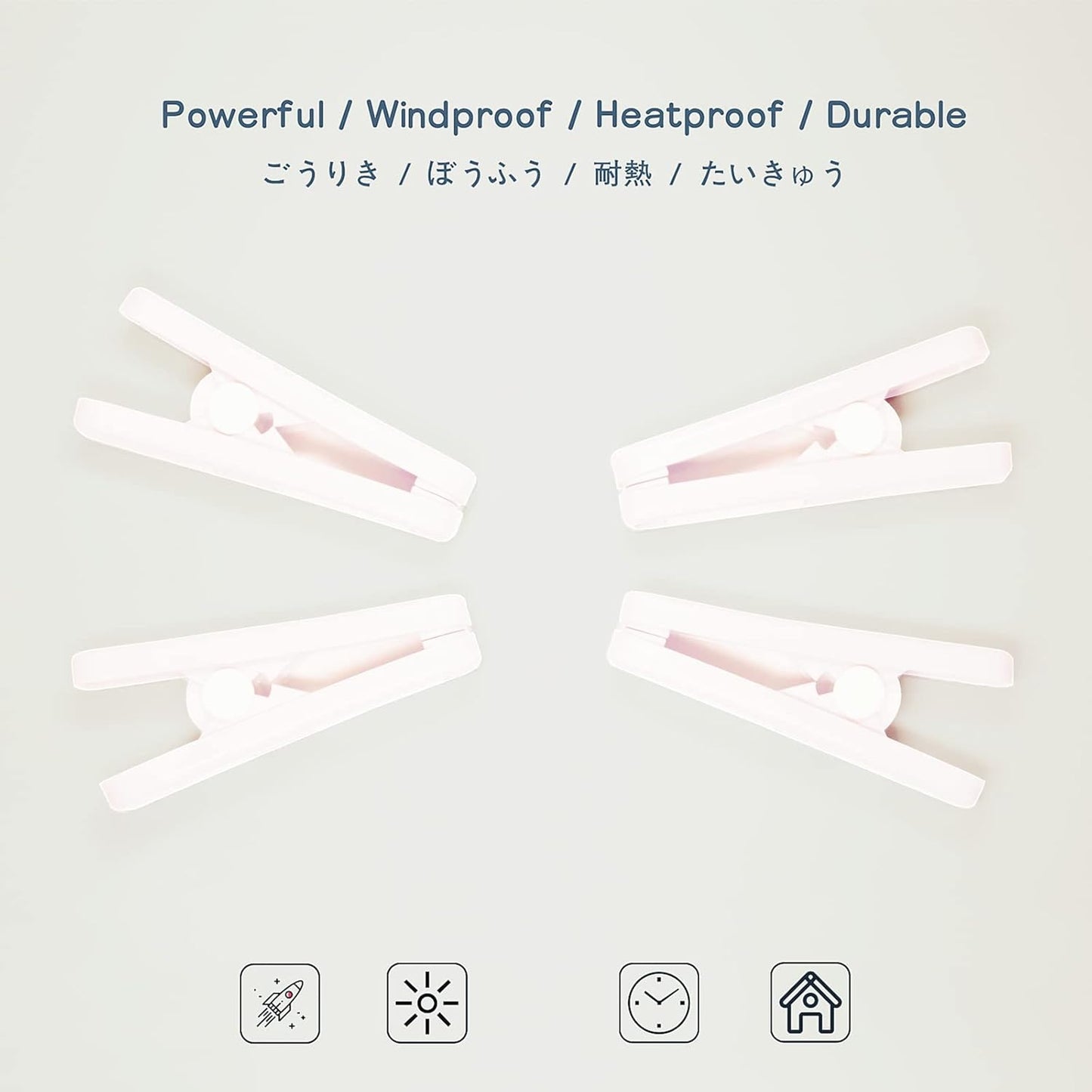 Strong Plastic Clothespins - 16 Pack Heavy Duty Laundry Clothes Pins, Non-Slip Pegs, Chip Clips, Hanger Clip, Rustless, Windproof, Heatproof - White