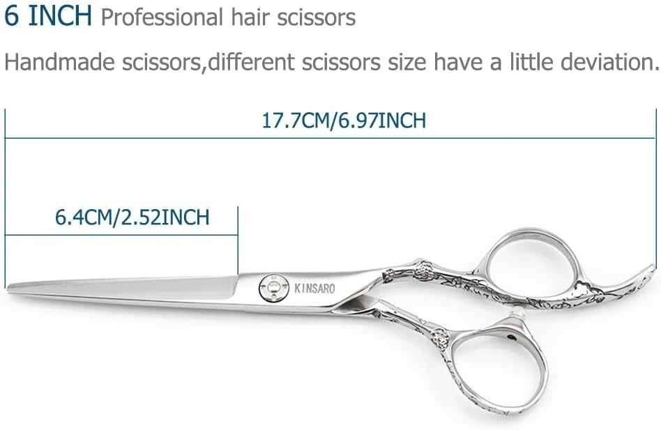 Hair Scissors 6 Inch Professional Barber Hair Cutting Scissors hairdresser haircut scissors 440C Barber Shears Rose handle KINSARO for Hairdresser Barbershop or Home Use