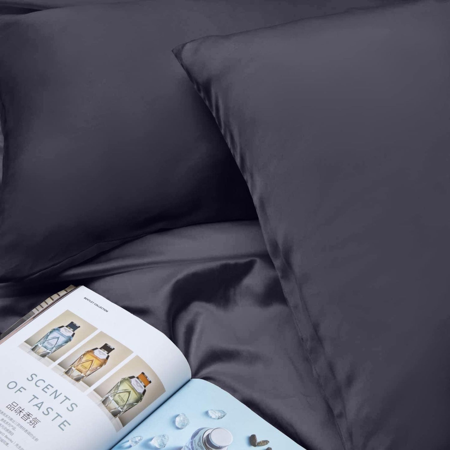 INSSL Silk Pillowcase for Women, Mulberry Silk Pillowcase for Hair and Skin and Stay Comfortable and Breathable During Sleep (Standard, Dark Grey)