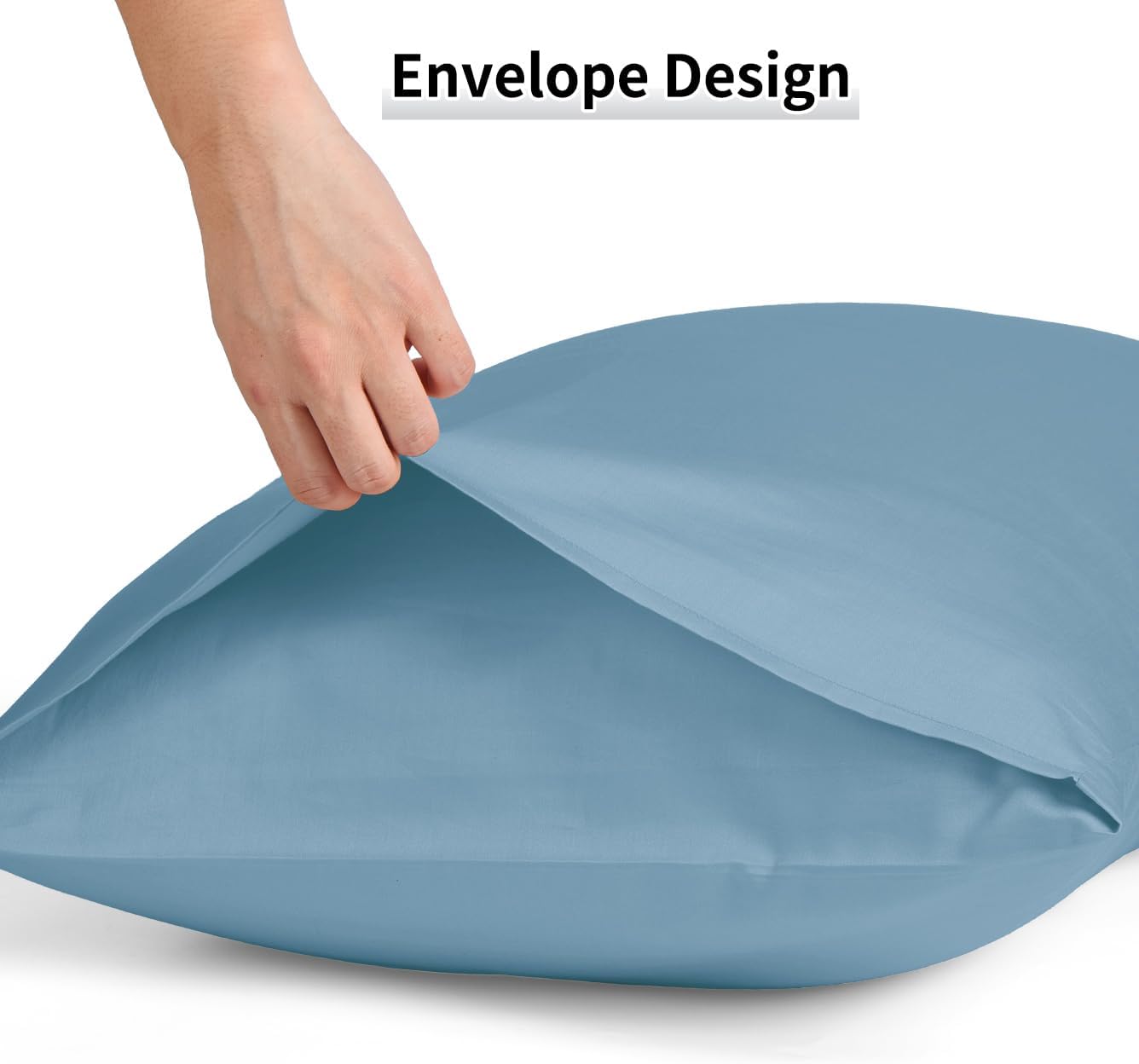 Warmstar Cotton Pillow Cases Standard Size Set of 2, 600 Thread Count Pillowcases 20x26 Inches, Soft Long Staple Cotton Pillowcases Breathable with Envelope Closure,Placid Blue