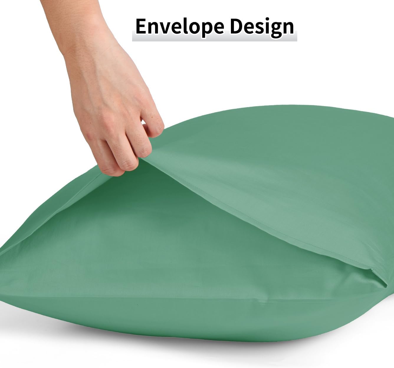 Warmstar Cotton Pillow Cases King Size Set of 2, 600 Thread Count Pillowcases 20x36 Inches, Soft Long Staple Cotton Pillowcases Breathable with Envelope Closure,Zephyr Green