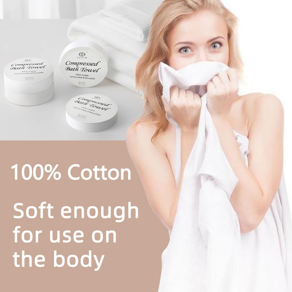 Reusable Travel Towel Compressed, Larger and Thicker Compressed Towel Tablets, Disposable Bath Towel for Camping Hiking Beach Swim(39x27 inch,3 Pack)