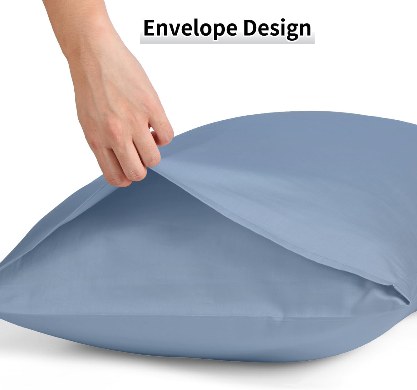 Warmstar Cotton Pillow Cases King Size Set of 2, 600 Thread Count Pillowcases 20x36 Inches, Soft Long Staple Cotton Pillowcases Breathable with Envelope Closure, Denim Blue