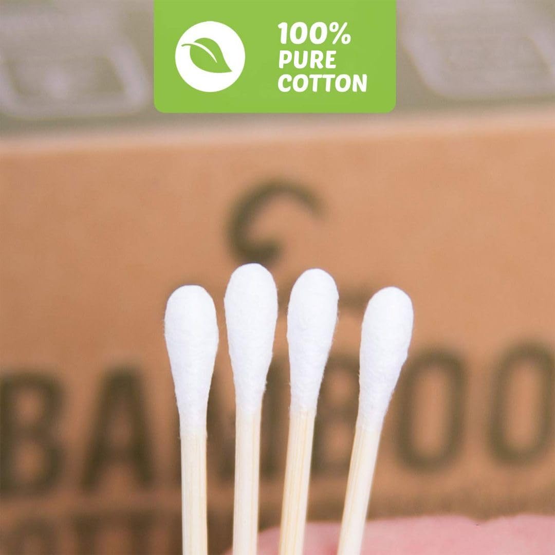 Bamboo Cotton Swabs 500 Count | Biodegradable & Organic Cotton Buds | Double Tipped Sticks | 100% Eco-Friendly & Natural | Perfect for Makeup & Nail Applications, Arts & Crafts, Removing Dust & Dirt…