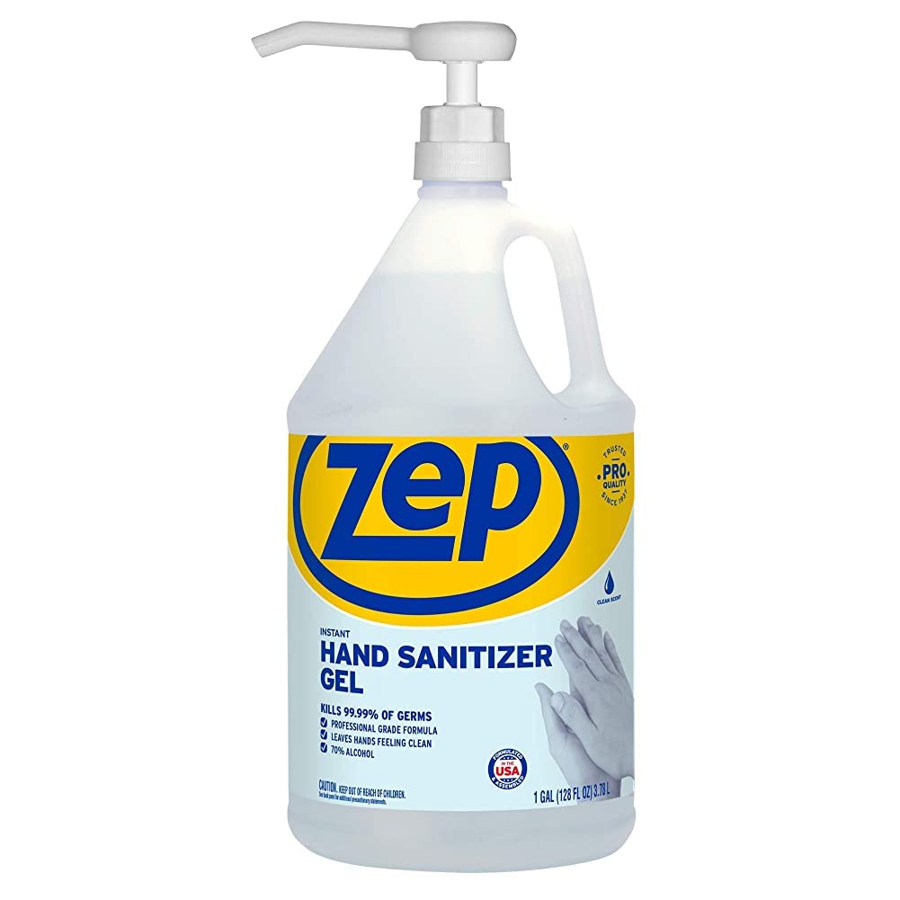 Zep Instant Hand Sanitizer Gel 70% Alcohol - 1 Gallon (Case of 4) ECZUIHSG128 - Pump Included - Exceeds CDC Guidelines - Kills 99.99% of germs