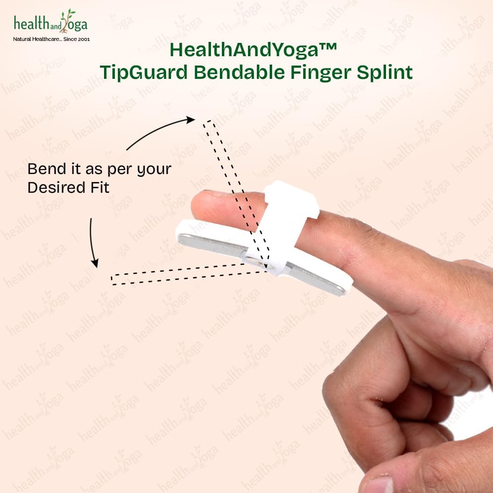 HealthAndYoga™ TipGuard Bendable Finger Splint for Mallet Finger Deformity -Post-Surgical Care- Adjustable Straightener -Trigger Finger Brace - 2 Sizes Set