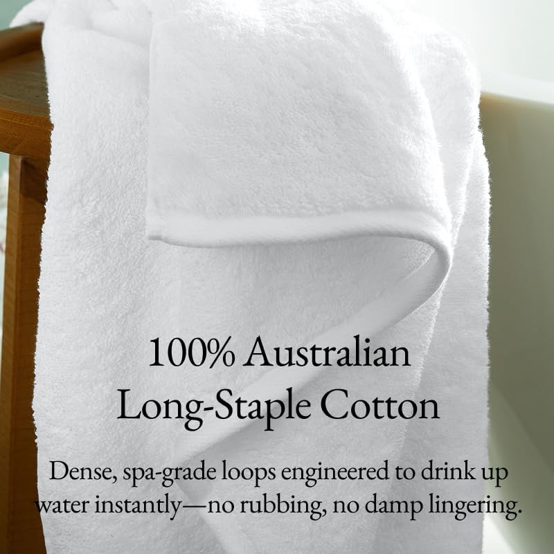 Italic Ultraplush Australian Cotton Washcloths - Set of 2 Luxury Plush Face Wash Cloths, Soft and Absorbent 800 GSM 100% Cotton Washcloth for Bathroom, Spa, Gym, Face and Body (White)