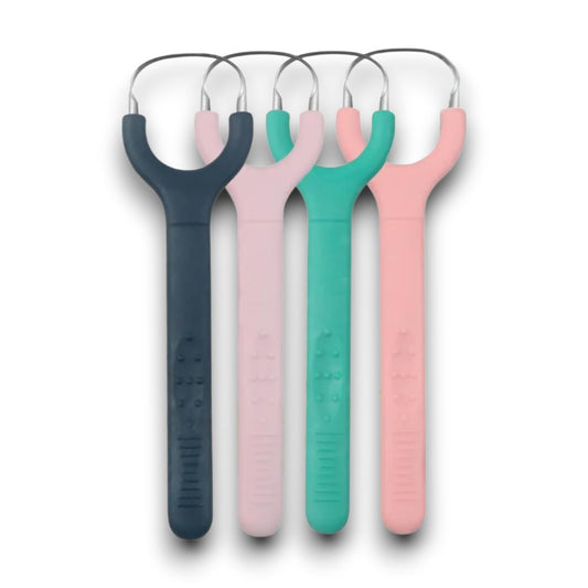 Tongue Scraper for Adults and Kids - Hygienic Metal Tongue Cleaner with Silicone Handle, Ergonomic Stainless Steel Design, Eco-Friendly and Sustainable Tongue Scraper