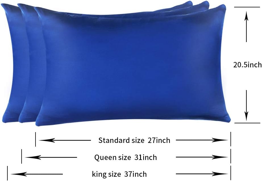 100% Mulberry Silk Pillowcases Set of 2 for Hair and Skin and Super Soft and Breathable Queen Size Nature Silk Pillowcases (Queen, Royal Blue)