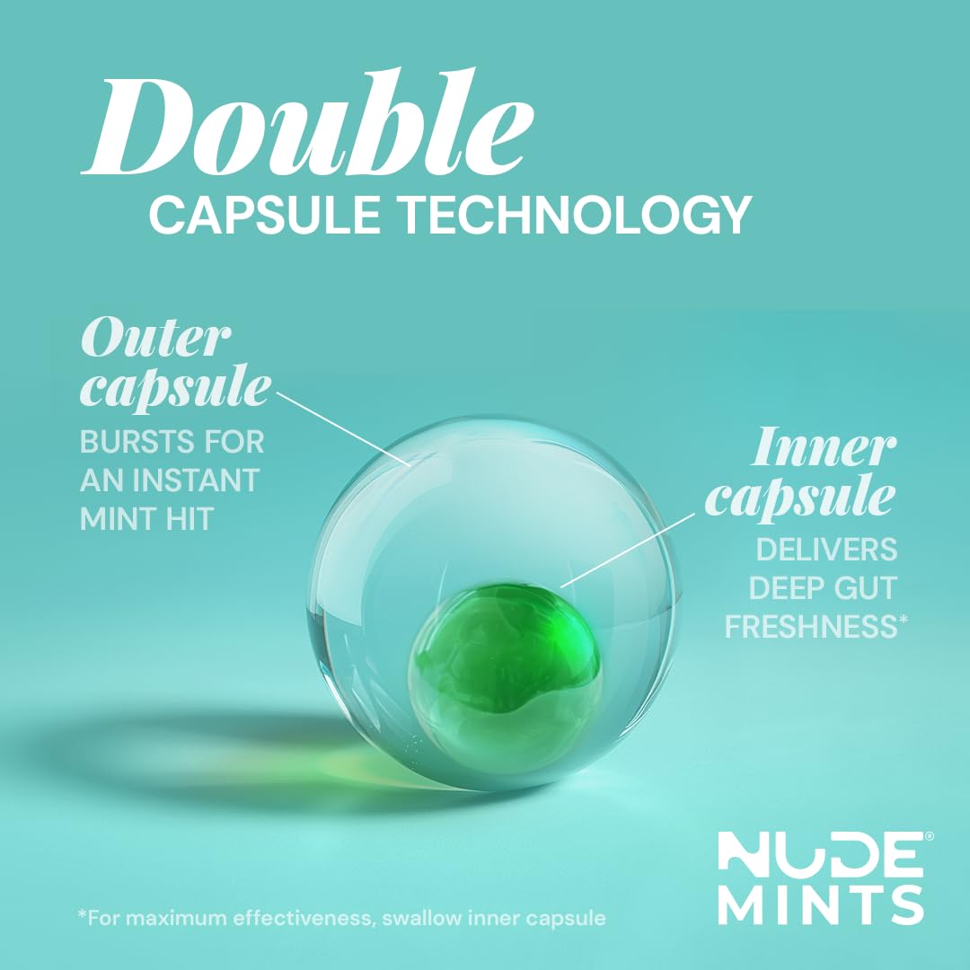 NUDE MINTS | Dual Action Liquid Capsules | Mouth Watering Mint - Lasts 3X Longer - 3X Stronger - Extreme Bad Breath Treatment For Adults - Sugar Free, 0 Calorie - All Flavors - 10 Pack - 300 Capsules