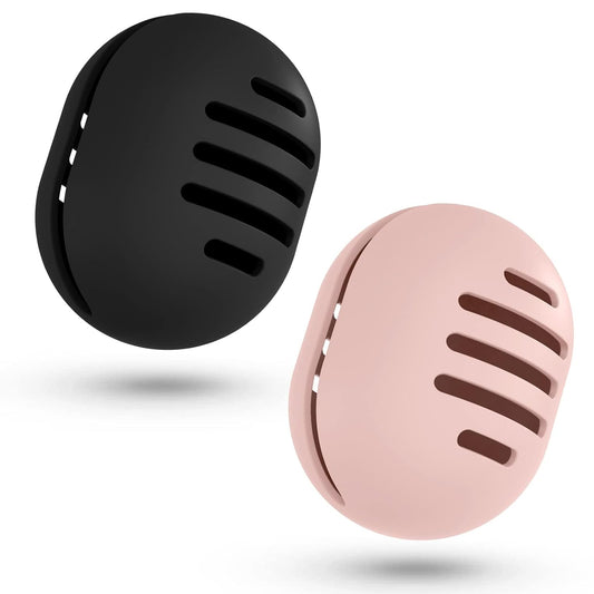 Makeup Sponge Holder,2PCS Double-sided Breathable Silicone Beauty Blender Holder,Integrated Make Up Sponge Travel Case for All Sponges,Black+Pink