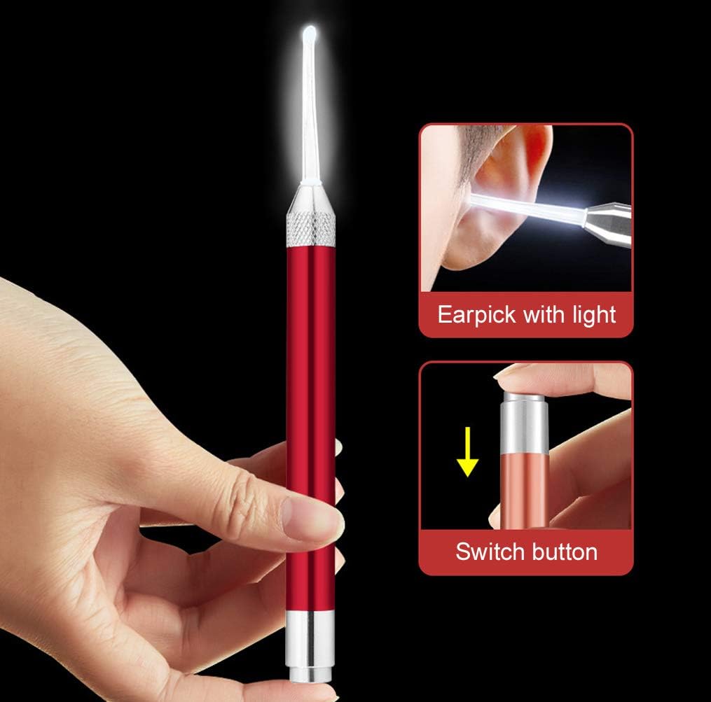 POZILAN Ear Picker Tweezers with LED Light - 8 Pack Ear Wax Removal Tool Cleaner Kit for Kids and Adults, Earwax Spoon Digger & Tweezers for Ear Cleaning Tool Gift Set