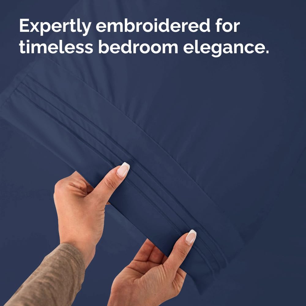 King Pillow Cases Set of 2 - Ultra Soft Hotel Quality Pillowcase Covers - Comfy, Cozy & Wrinkle Free - Shrinkage, Stain & Fade Resistant - Machine Washable Pillow Protectors - 2 Piece Set - Navy Blue