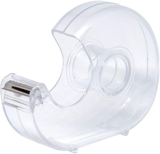 Hand Use Desktop Tape Dispenser, Transparent Plastic Lightweight and Portable Refillable Dispenser for 3/4" Tape, 1 Pack