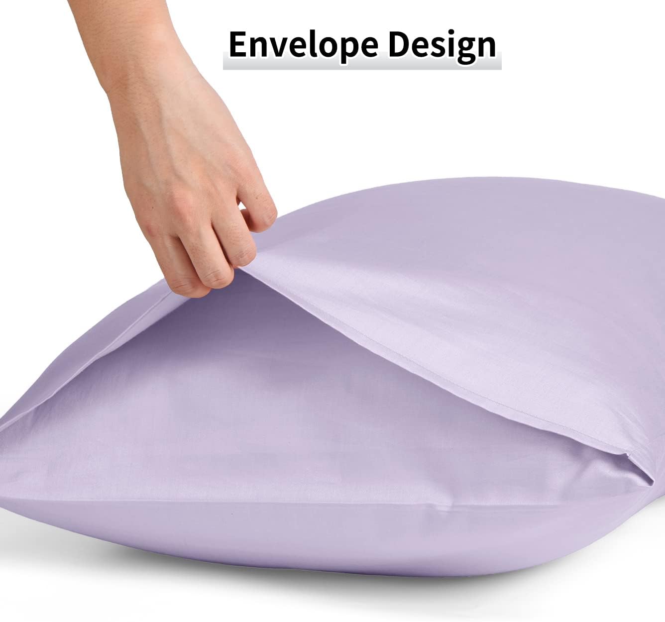 Warmstar Cotton Pillow Cases Standard Size Set of 2, 600 Thread Count Pillowcases 20x26 Inches, Soft Long Staple Cotton Pillowcases Breathable with Envelope Closure,Lavender