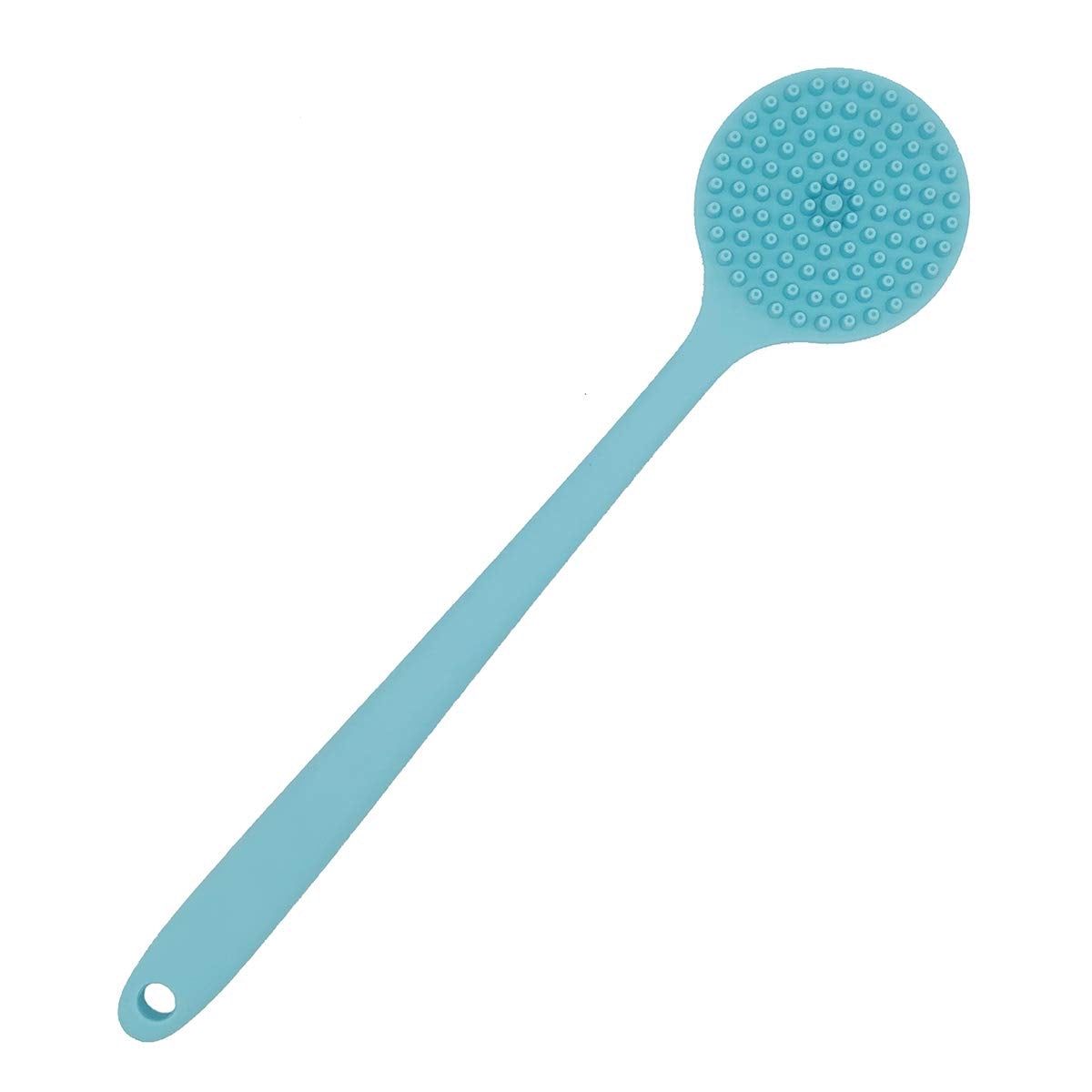 DNC Soft Silicone Back Scrubber Shower Bath Body Brush with Long Handle (Blue)