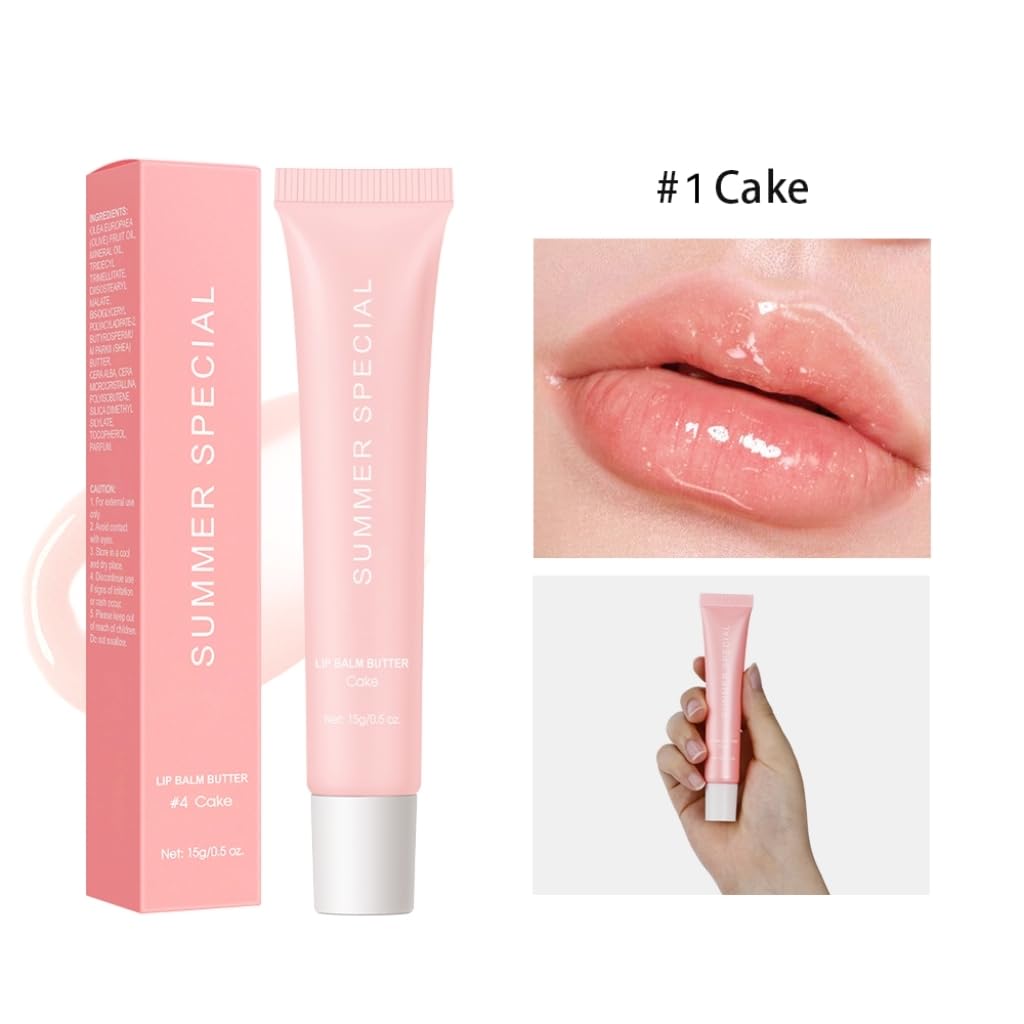 Summer Hydrating Lip Butter Balm Set - Ultra-Nourishing with Shea & Olive ButterďźSoothes & Repairs Dry Lips, Non-Sticky Long-Lasting Moisture(Cake,Pack of 2)