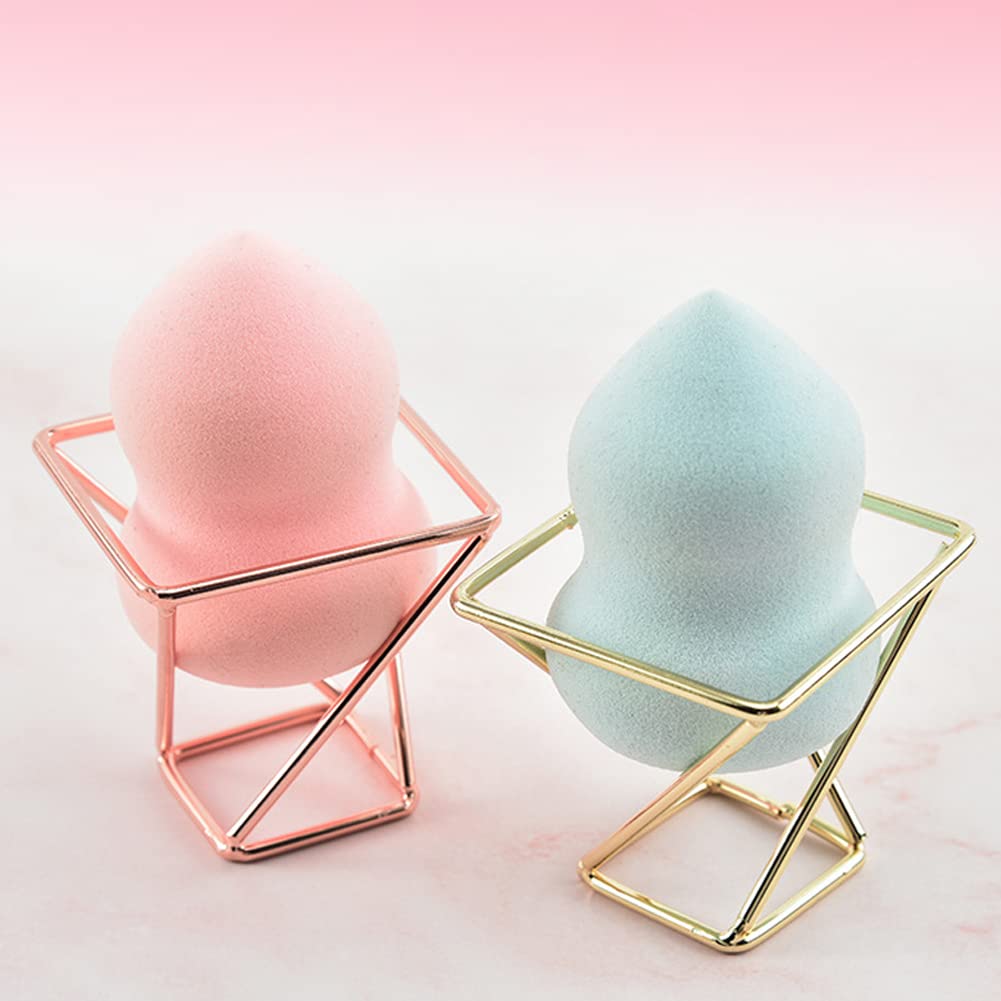 4 Pcs Makeup Sponge Holder Beauty Sponge Holder Blender Drying Rack Makeup Blender Travel Case Egg Powder Puff Display Stand for Dresser and Vanity (Gold & Rose Gold)