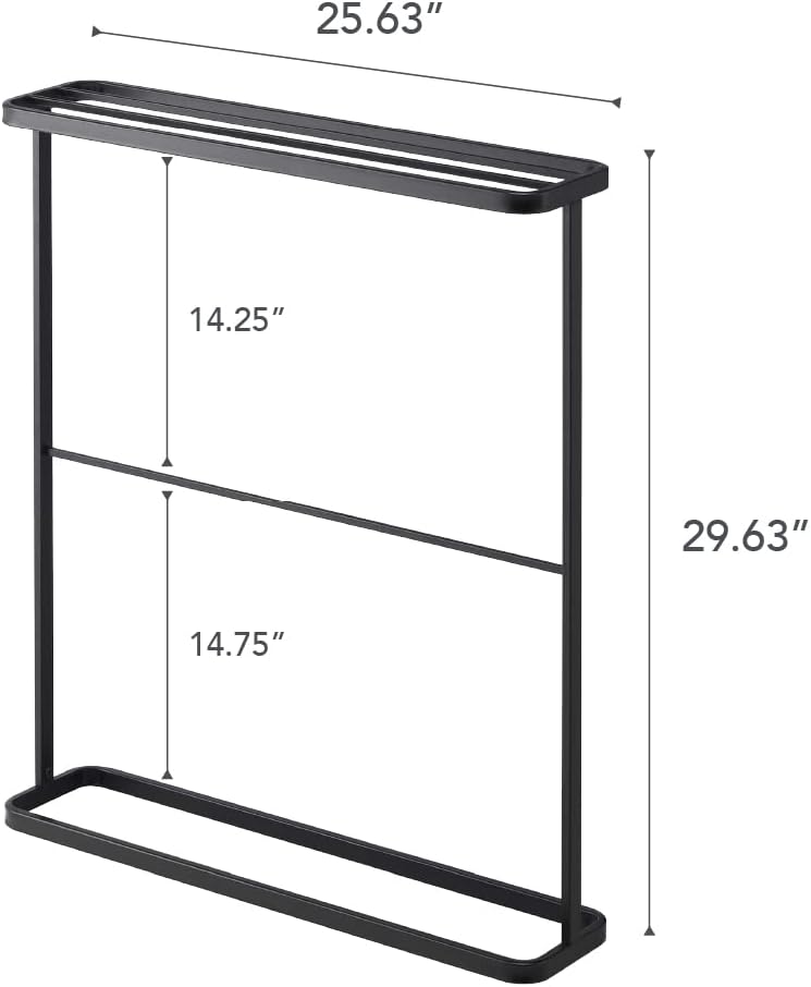 YAMAZAKI Home Tower Bath Towel Hanger - Bathroom Organizer Storage Holder Dry Rack, 30" - Steel - Holds Towels Up to 24.5" X 58"