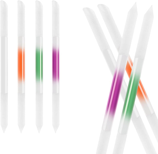 4Pcs Glass Cuticle Pusher, Dual-Ended Manicure Stick, Crystal Cuticle Pusher Glass File, Professional Precision Filing Cuticle Remover, Manicure Pedicure Tools for Nails and Cuticles Care……