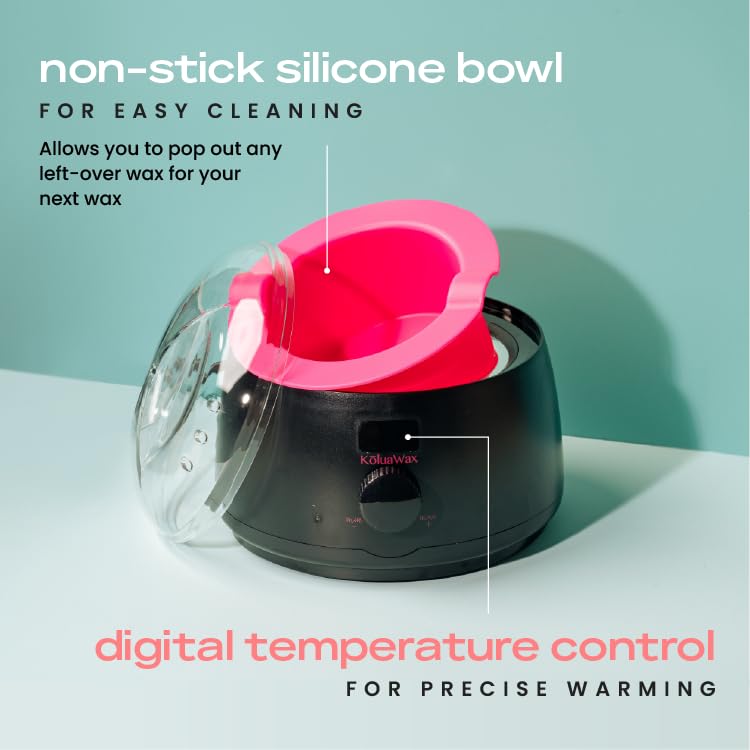 KoluaWax Premium Waxing Kit for Women - Hot Melt Wax Warmer for Hair Removal, Eyebrow, Bikini, Legs, Face, Brazilian & More - Machine + 4-Pack Hard Wax Beads + Accessories, Blush