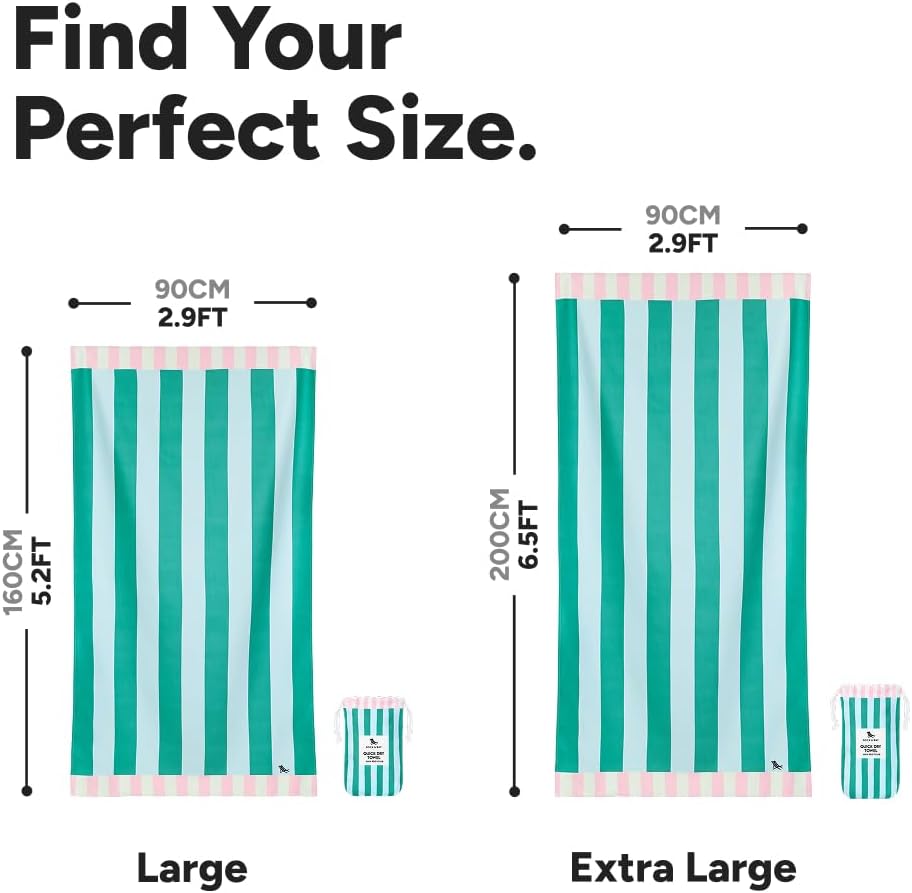 Dock & Bay Beach Towel - Quick Dry, Sand Free - Compact, Lightweight - 100% Recycled - Includes Bag - Pastel Pier - Extra Large (200x90cm, 78x35)