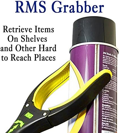 RMS 2-Pack 34 Inch Extra Long Grabber Reacher with Rotating Jaw - Mobility Aid Reaching Assist Tool (Yellow)
