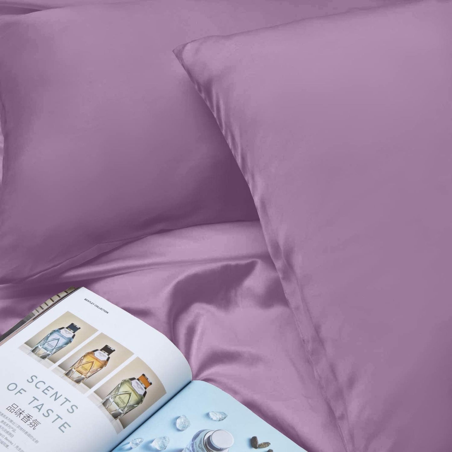 INSSL Silk Pillowcase for Women, Mulberry Silk Pillowcase for Hair and Skin and Stay Comfortable and Breathable During Sleep. (Purple, 20"×36")