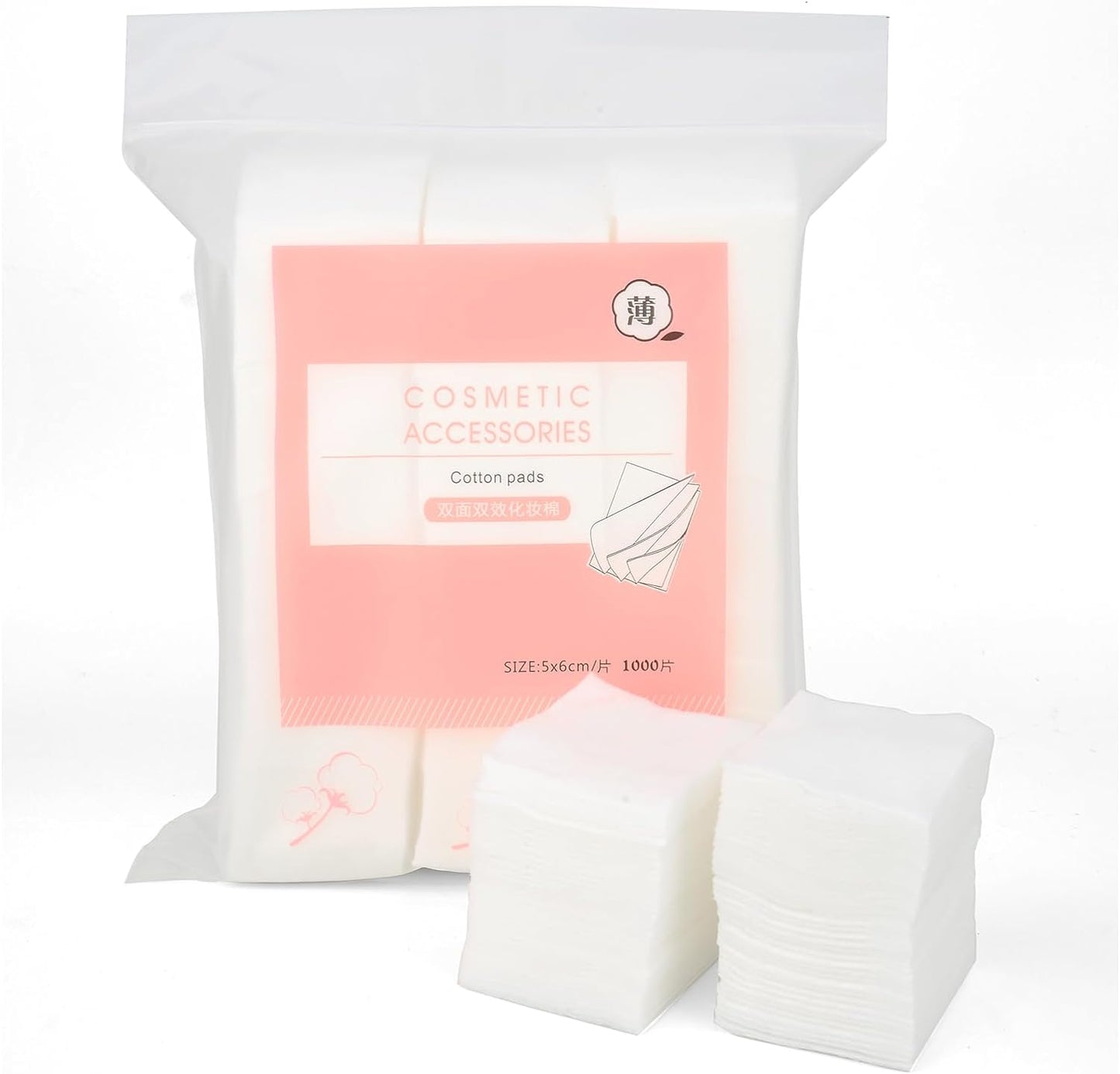 1000PCS Ultra Thin Makeup Remover Cotton Pads Perfect for Face Lips Eyes Nails Polish Makeup Remover Cleansing and Daily Skin Care, Square, Lint