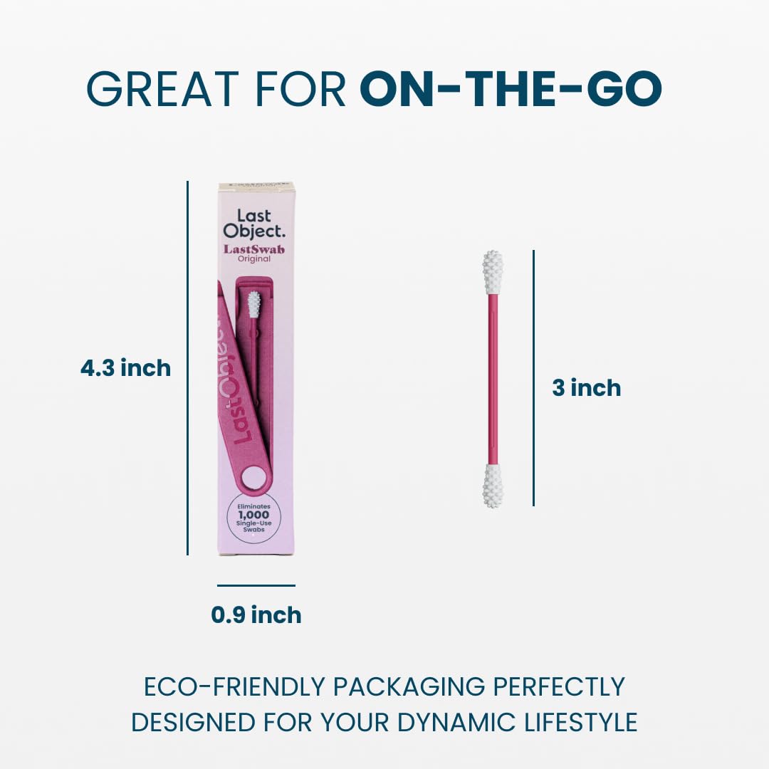 LastSwab® Reusable Cotton Swabs for Ear Cleaning - The Sustainable and Sanitary Alternative to Single-Use Q Tips - Zero Waste and Easy to Clean - Comes with a Convenient Travel Case Holder - Red