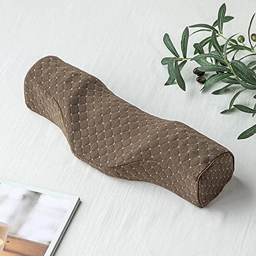 Cervical Neck Pillow for Pain Relief Sleeping, Neck roll Pillow Memory Foam for Stiff Neck Pain Relief ,Travel Bolster Pillow for Bed for Side Sleepers Back Sleeper. (Brown)